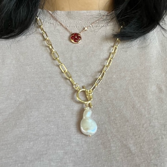 💎BOGO‼️ Natural Baroque Pearl Chain Necklace real pearl - Picture 2 of 6